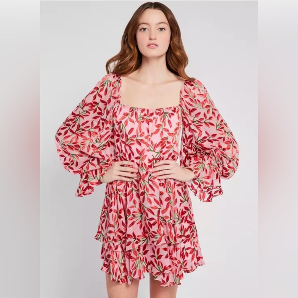Alice and Olivia pink floral mini dress